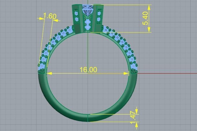 433 Ring with stones 3D print model_6