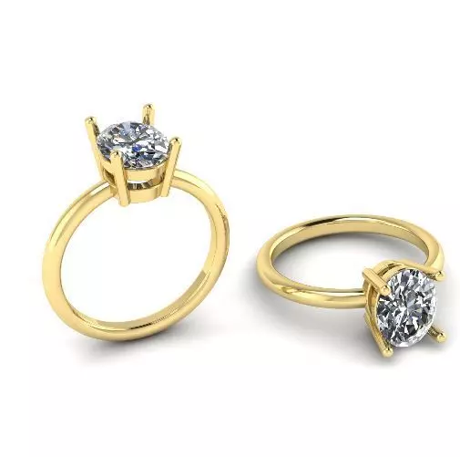 431 Ring with one stone 3D print model_0