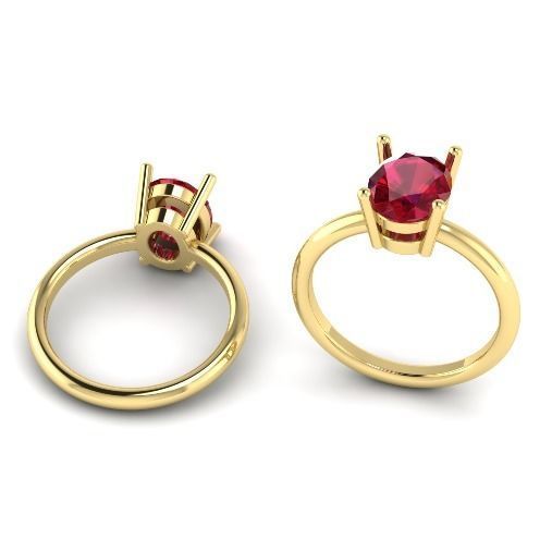 431 Ring with one stone 3D print model_2