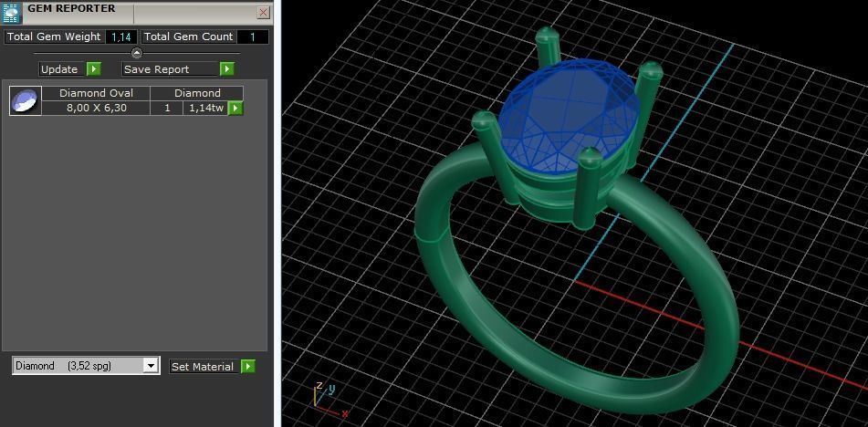 431 Ring with one stone 3D print model_9