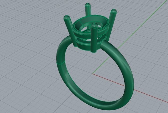 431 Ring with one stone 3D print model_8