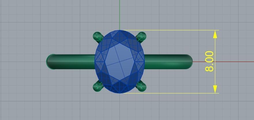 431 Ring with one stone 3D print model_7