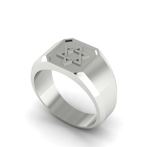 422 Ring with star of david 3D print model_1