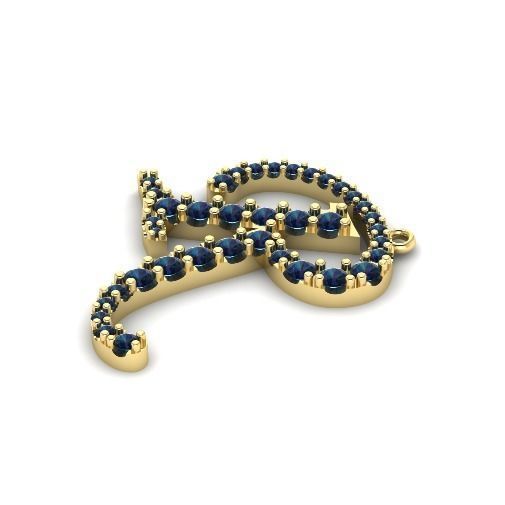 417 Pendant in the form of a letter R 3D print model_1