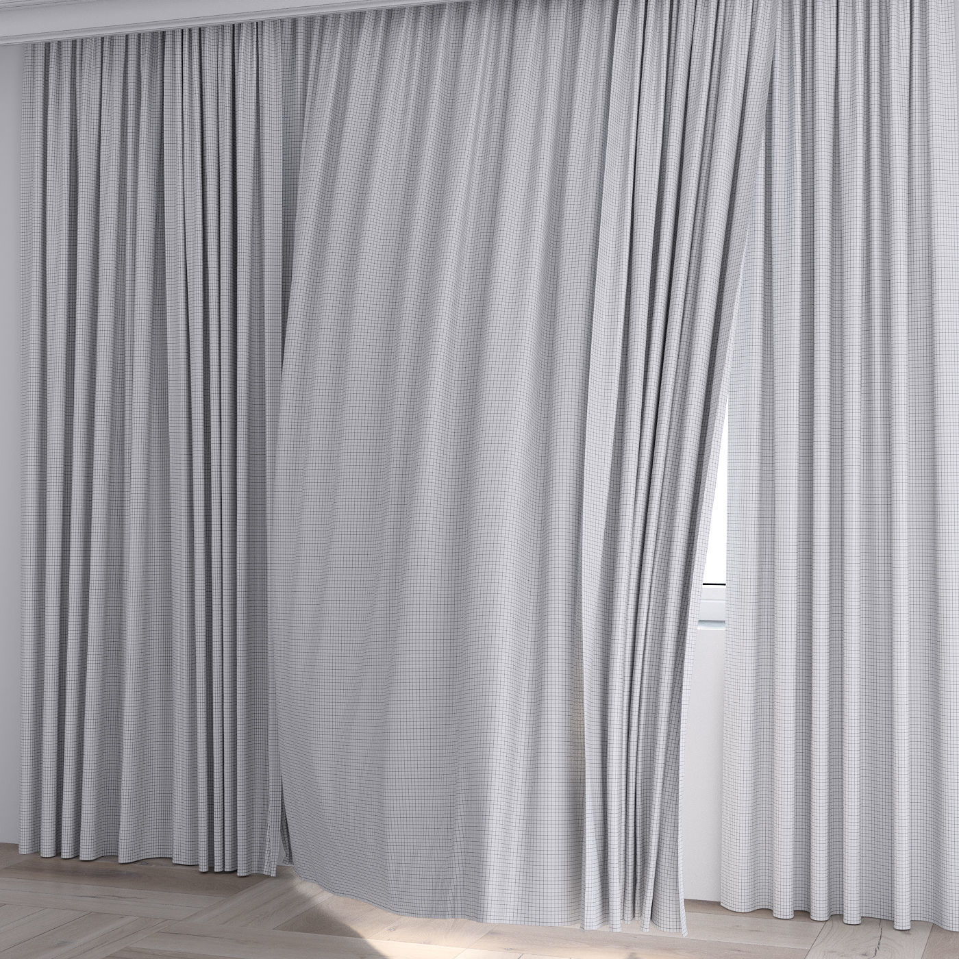 Curtain and tulle in the wind No 1 3D model_5