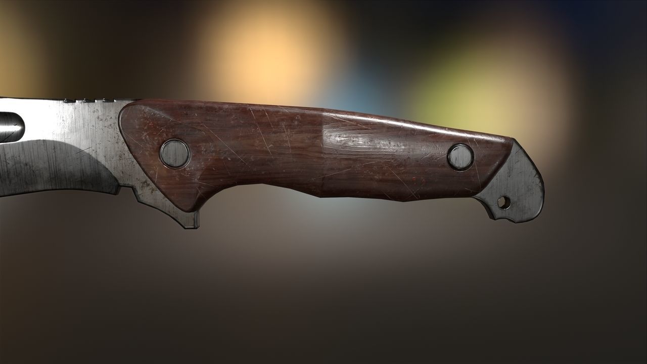 Low Poly model of Knife with wooden handle PBR Low-poly 3D model Low-poly 3D model_3