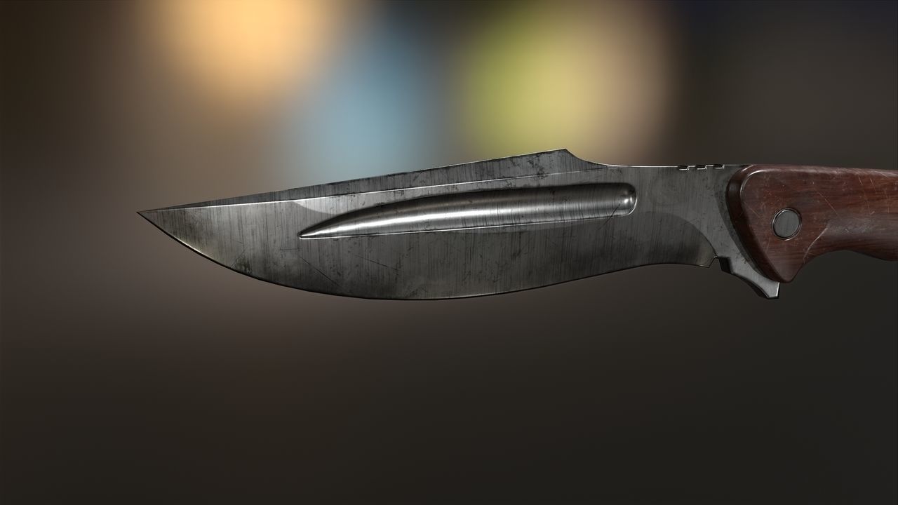 Low Poly model of Knife with wooden handle PBR Low-poly 3D model Low-poly 3D model_7