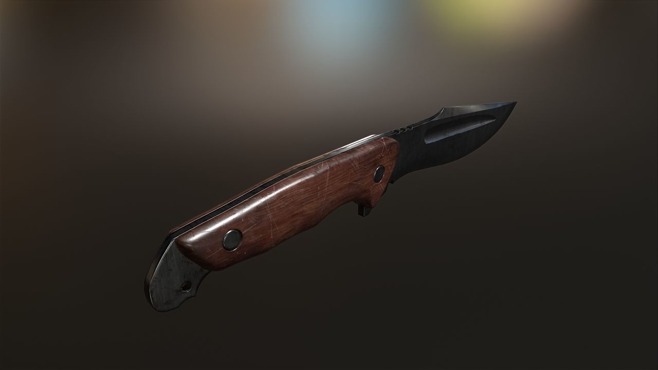 Low Poly model of Knife with wooden handle PBR Low-poly 3D model Low-poly 3D model_5