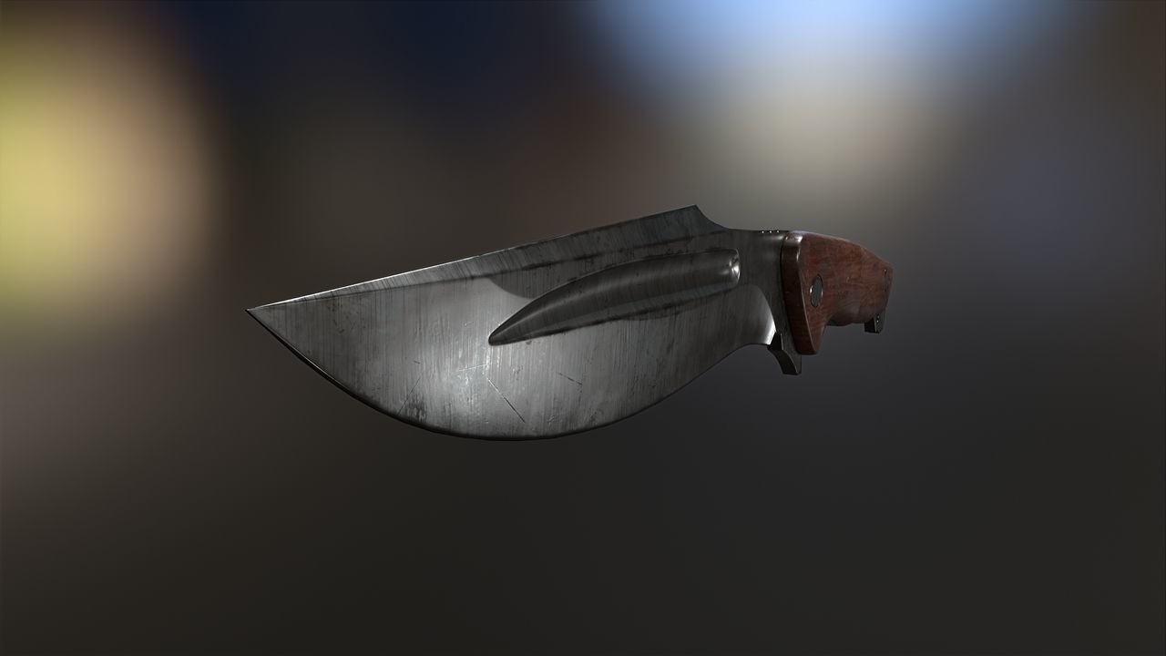 Low Poly model of Knife with wooden handle PBR Low-poly 3D model Low-poly 3D model_1