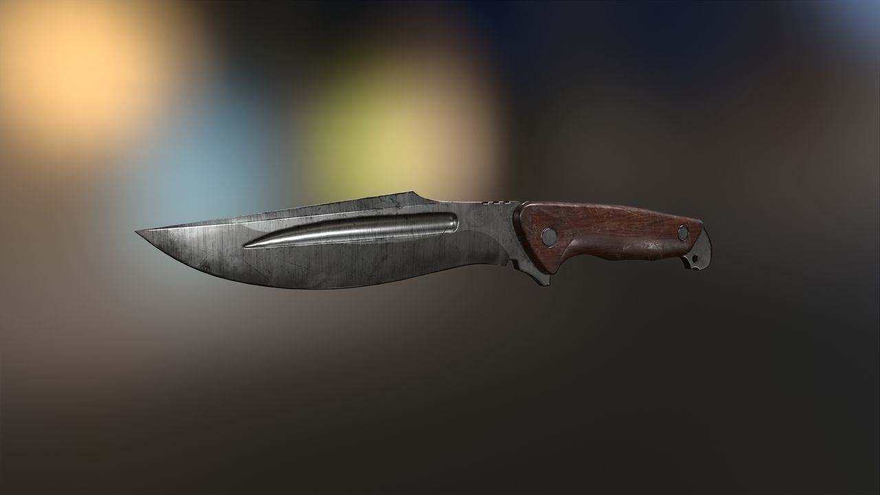 Low Poly model of Knife with wooden handle PBR Low-poly 3D model Low-poly 3D model_8