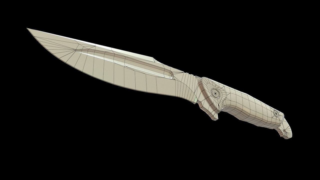 Low Poly model of Knife with wooden handle PBR Low-poly 3D model Low-poly 3D model_11