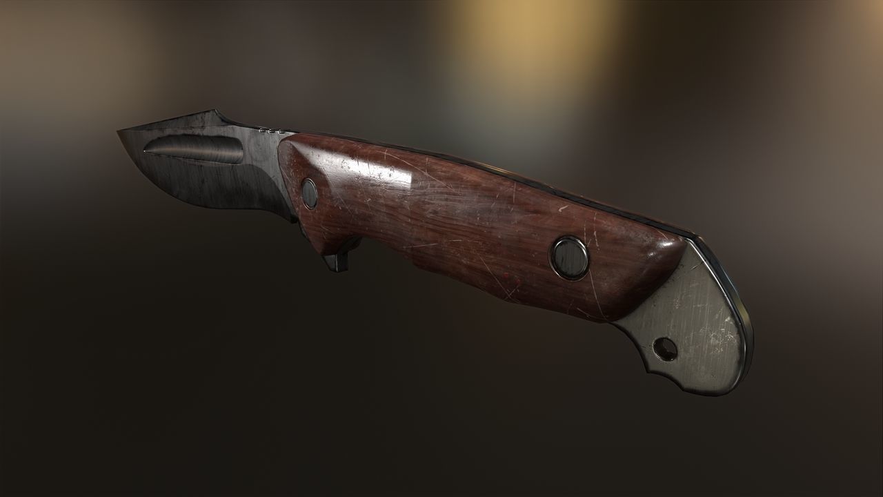 Low Poly model of Knife with wooden handle PBR Low-poly 3D model Low-poly 3D model_4