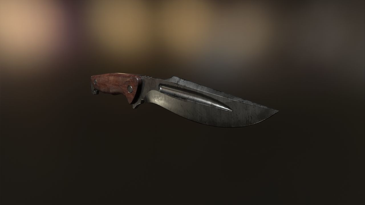 Low Poly model of Knife with wooden handle PBR Low-poly 3D model Low-poly 3D model_6