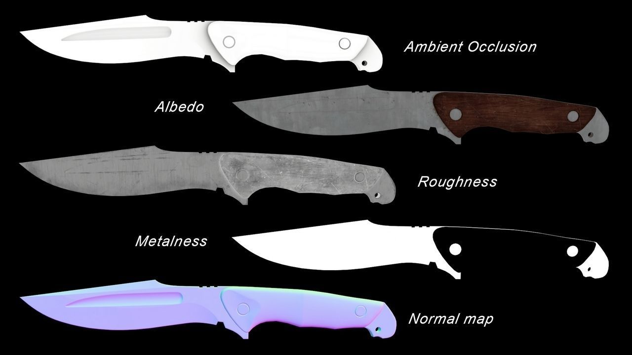 Low Poly model of Knife with wooden handle PBR Low-poly 3D model Low-poly 3D model_9