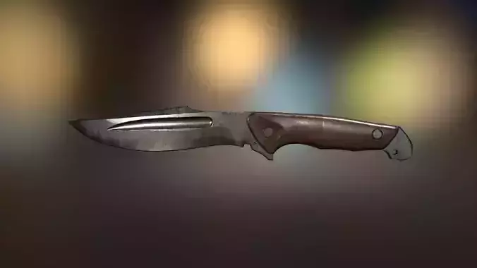 Low Poly model of Knife with wooden handle PBR Low-poly 3D model