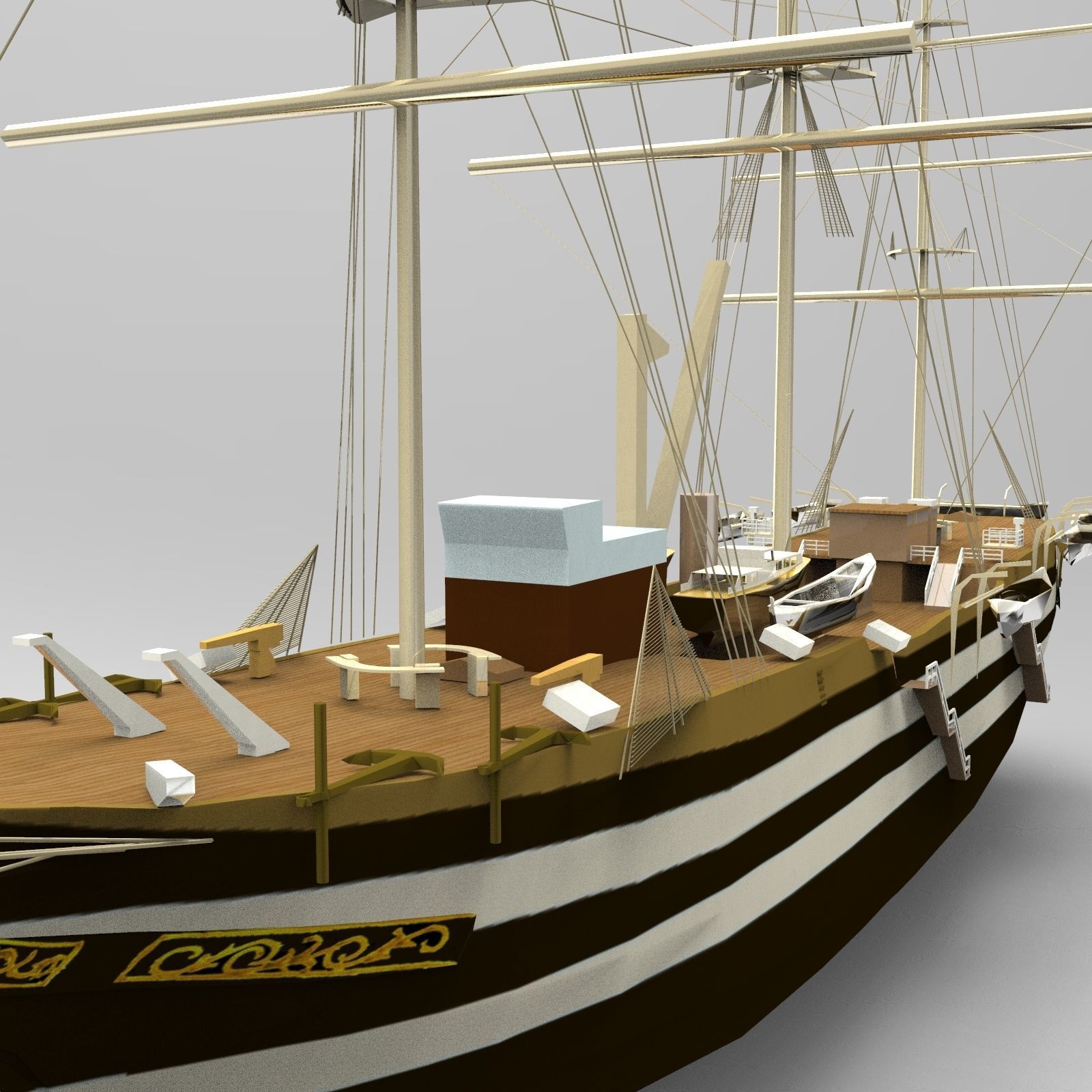 USS Constitution Ship 3D model_4