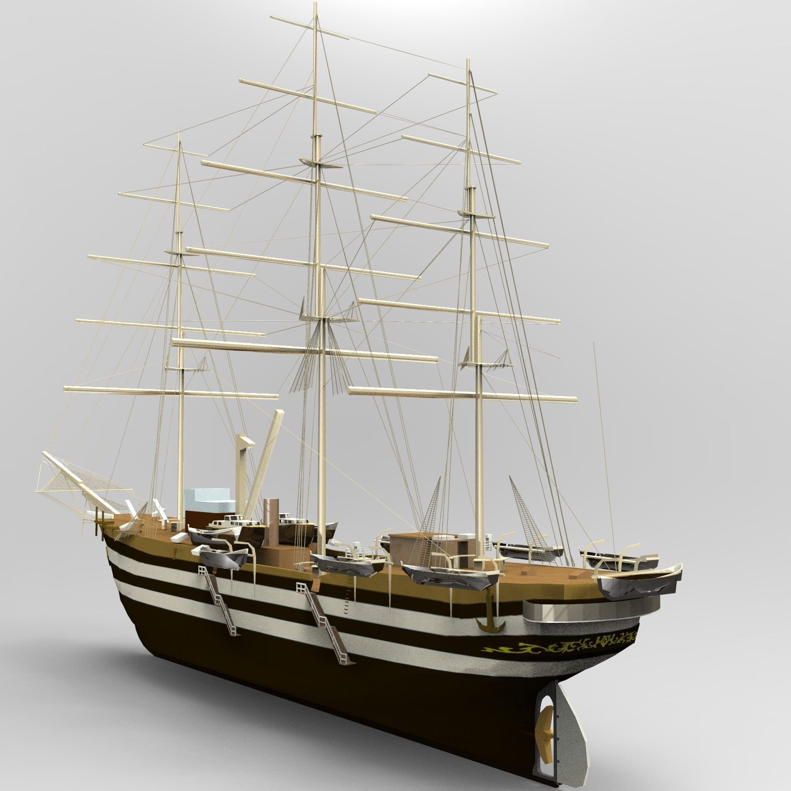 USS Constitution Ship 3D model_6