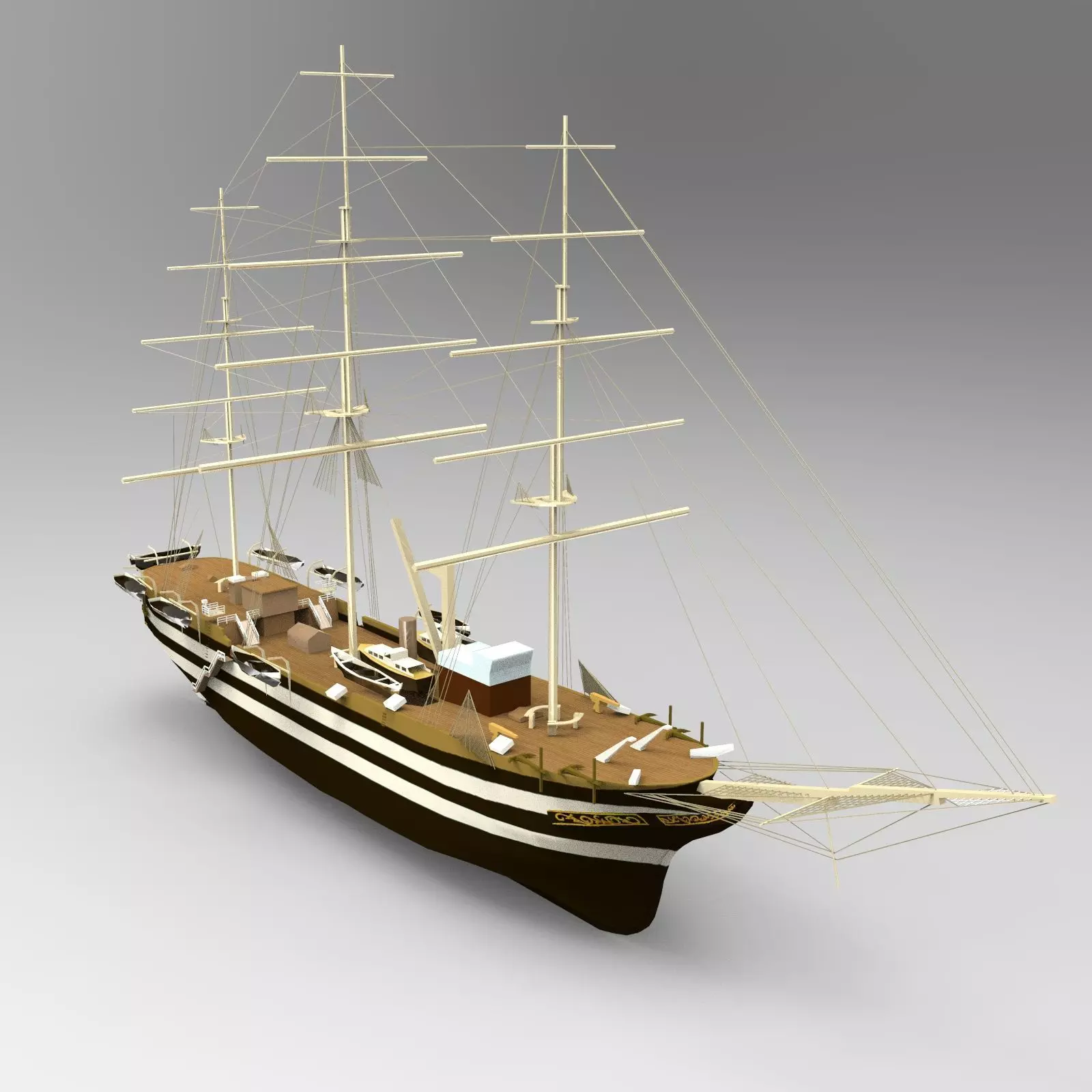 USS Constitution Ship 3D model_0