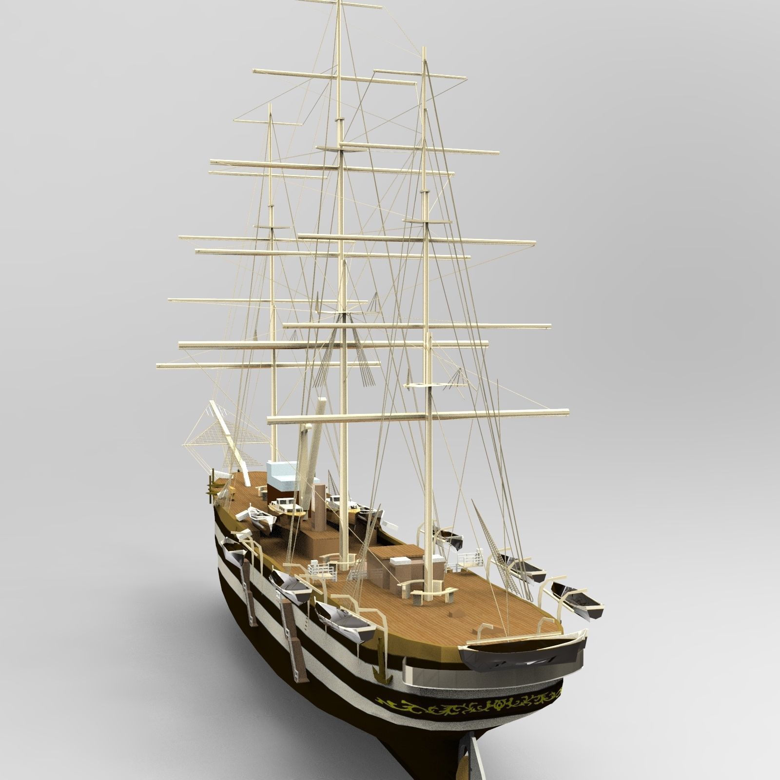 USS Constitution Ship 3D model_7