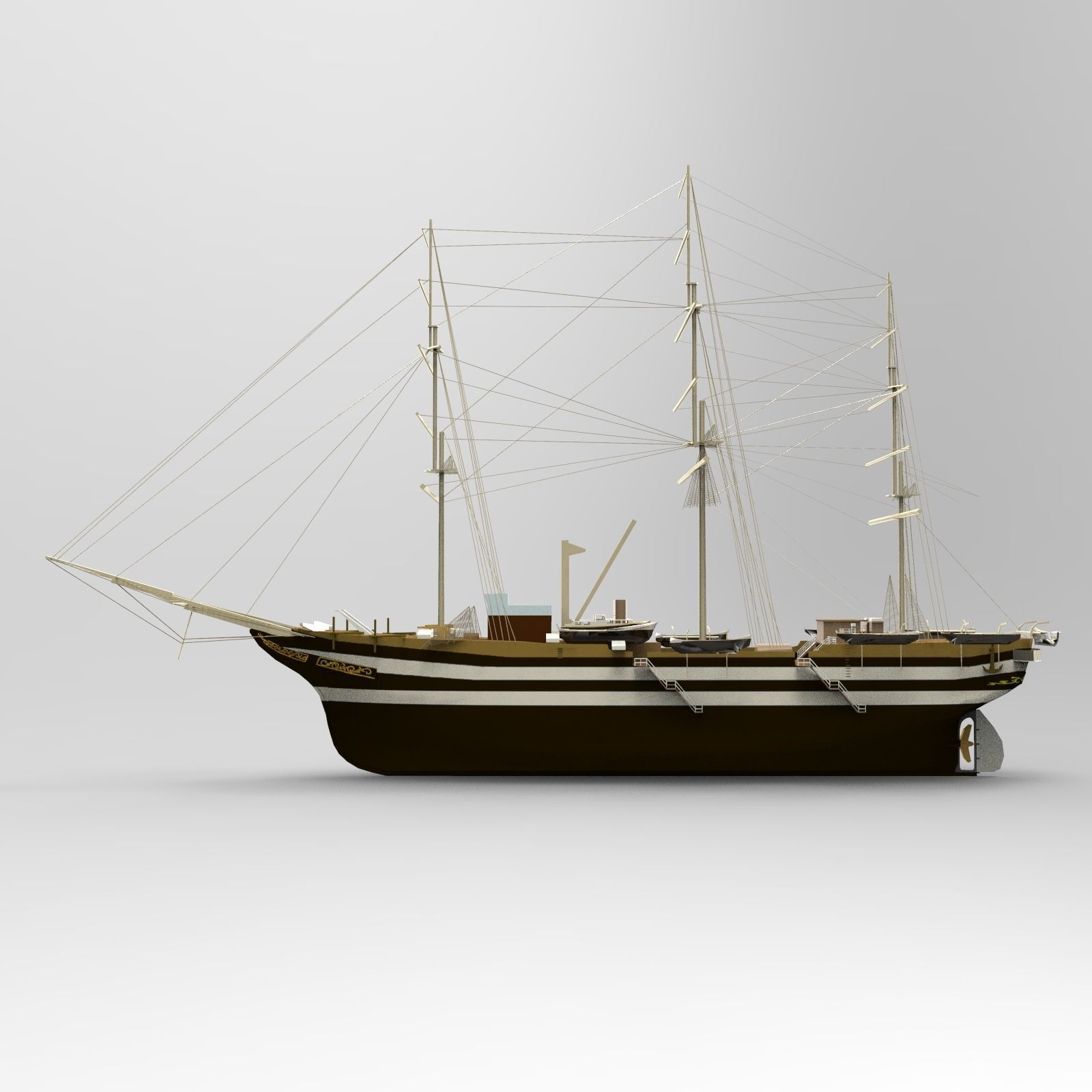 USS Constitution Ship 3D model_5