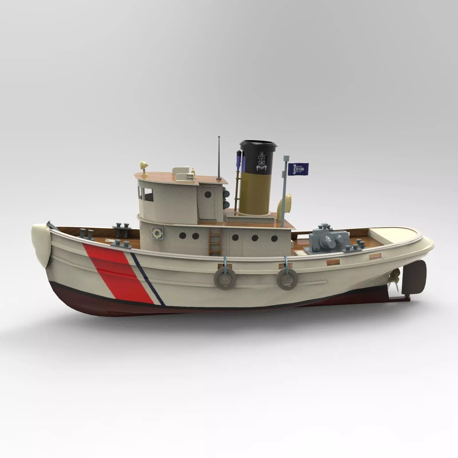 Tug boat 3D model_0