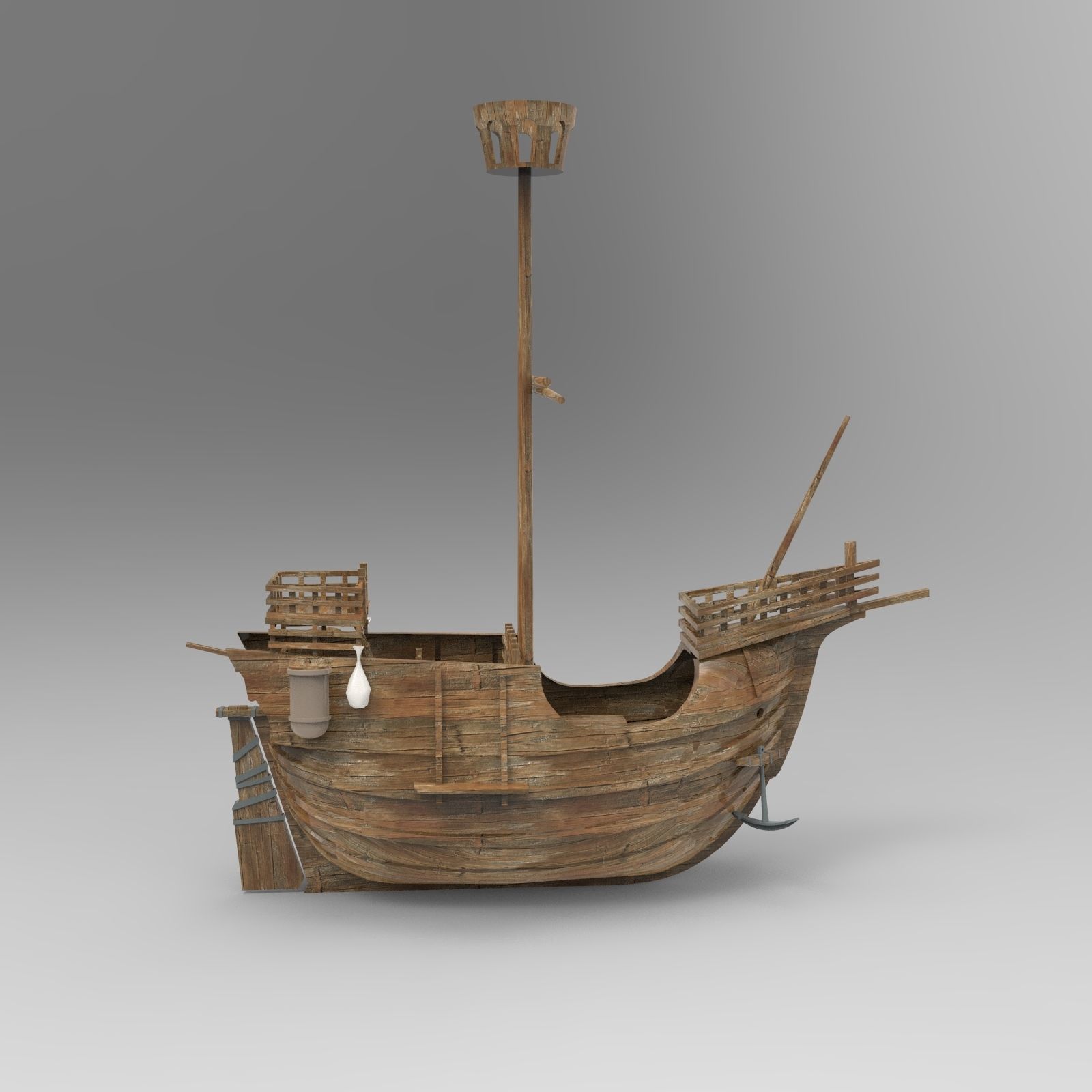 Small Santa Maria Boat 3D model_5