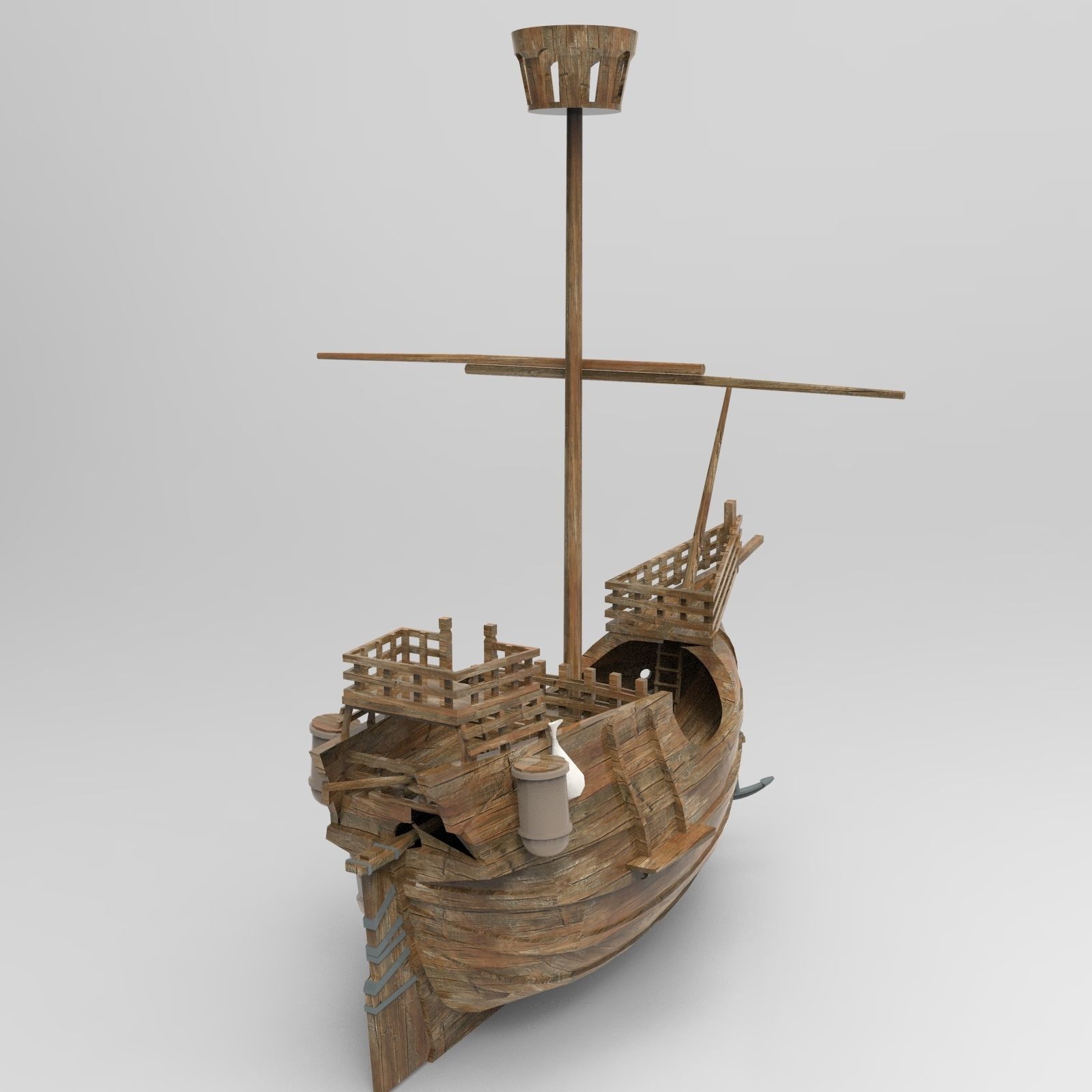 Small Santa Maria Boat 3D model_4