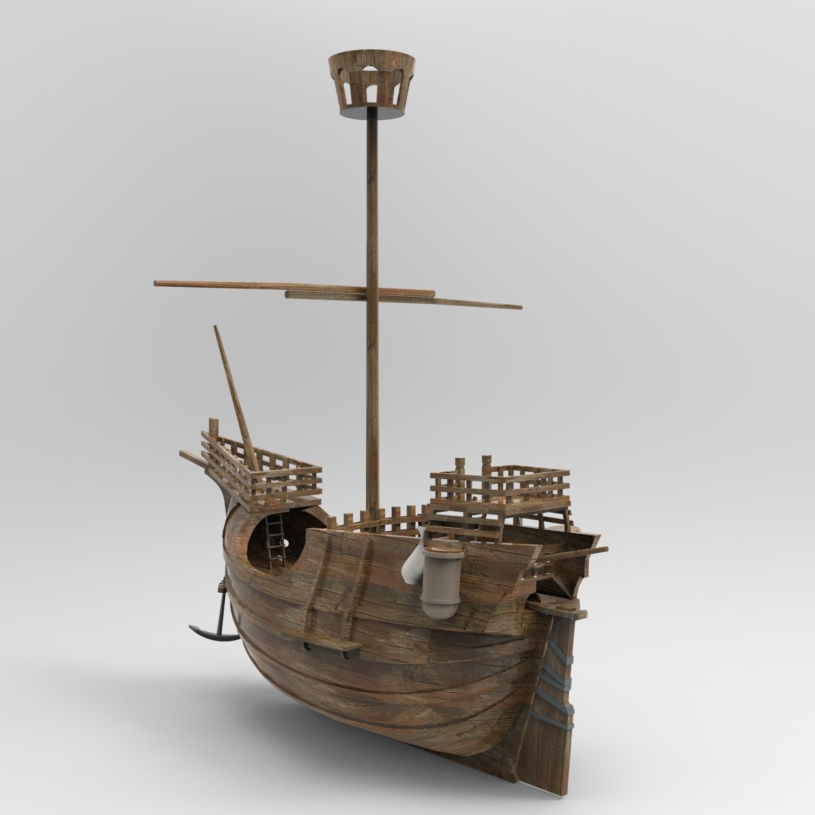 Small Santa Maria Boat 3D model_3