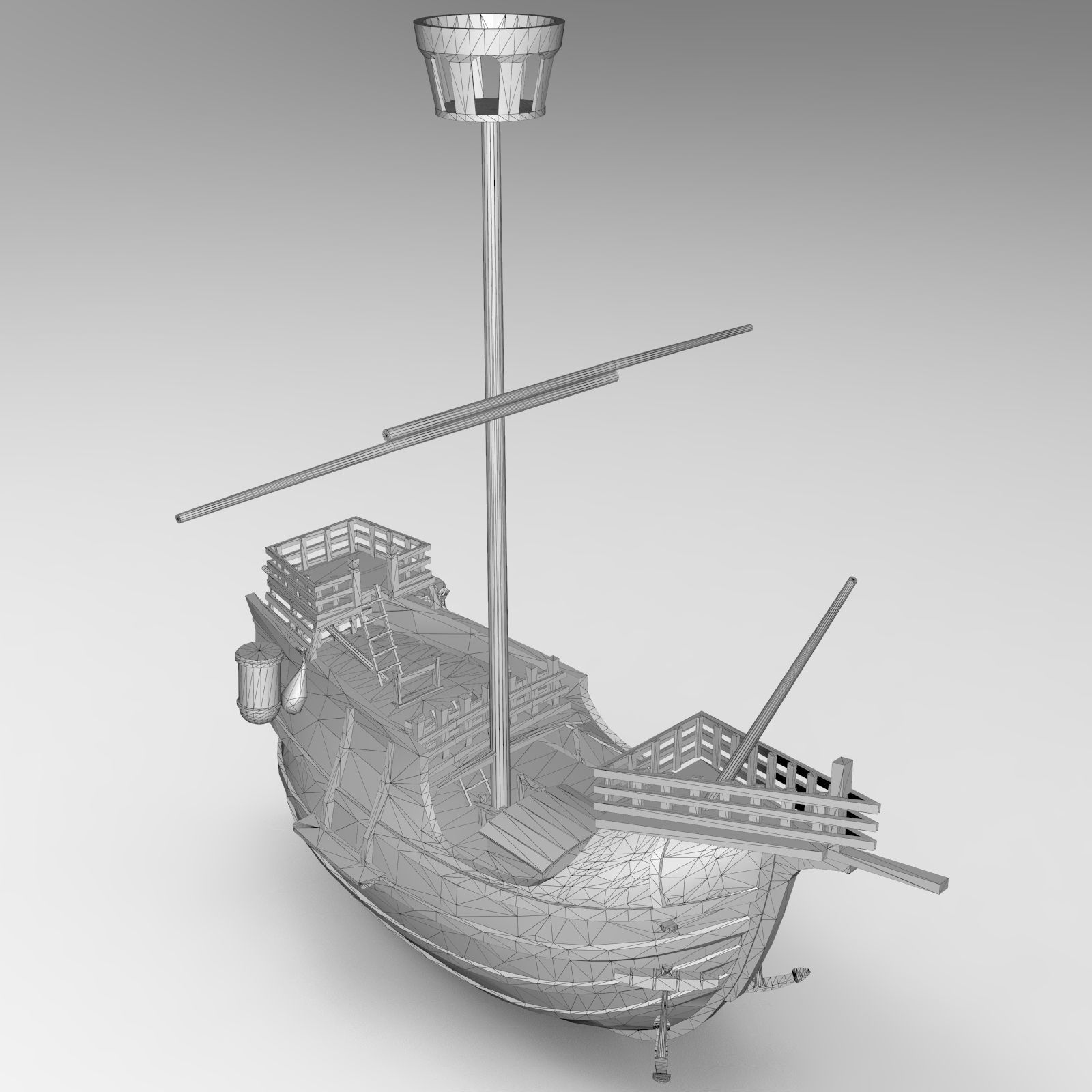 Small Santa Maria Boat 3D model_8
