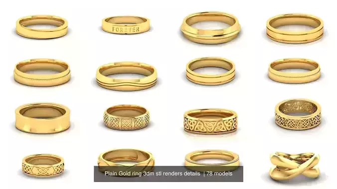 78 Plain Gold ring 3dm stl renders details  3D Model Collection
