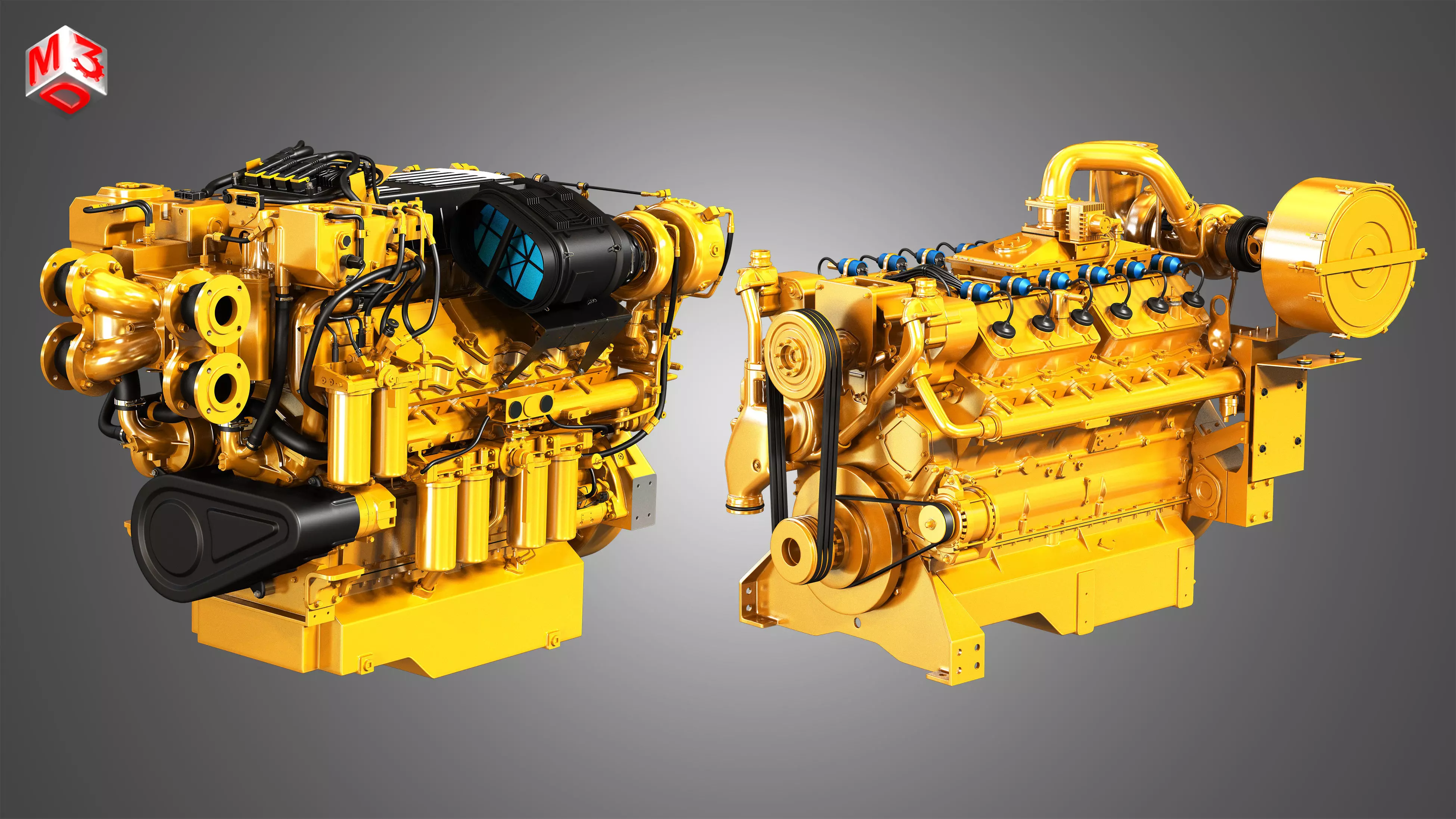 C32 Acert -  G3412 Engines - V12 Industrial Engines 2 in 1 3D Model Collection_0