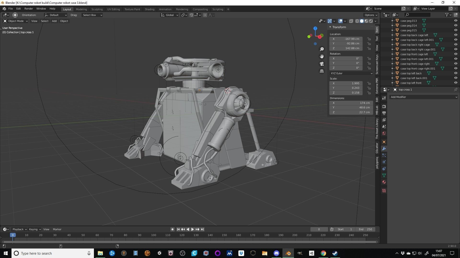 PC computer full tower case robot design 3D print model_13