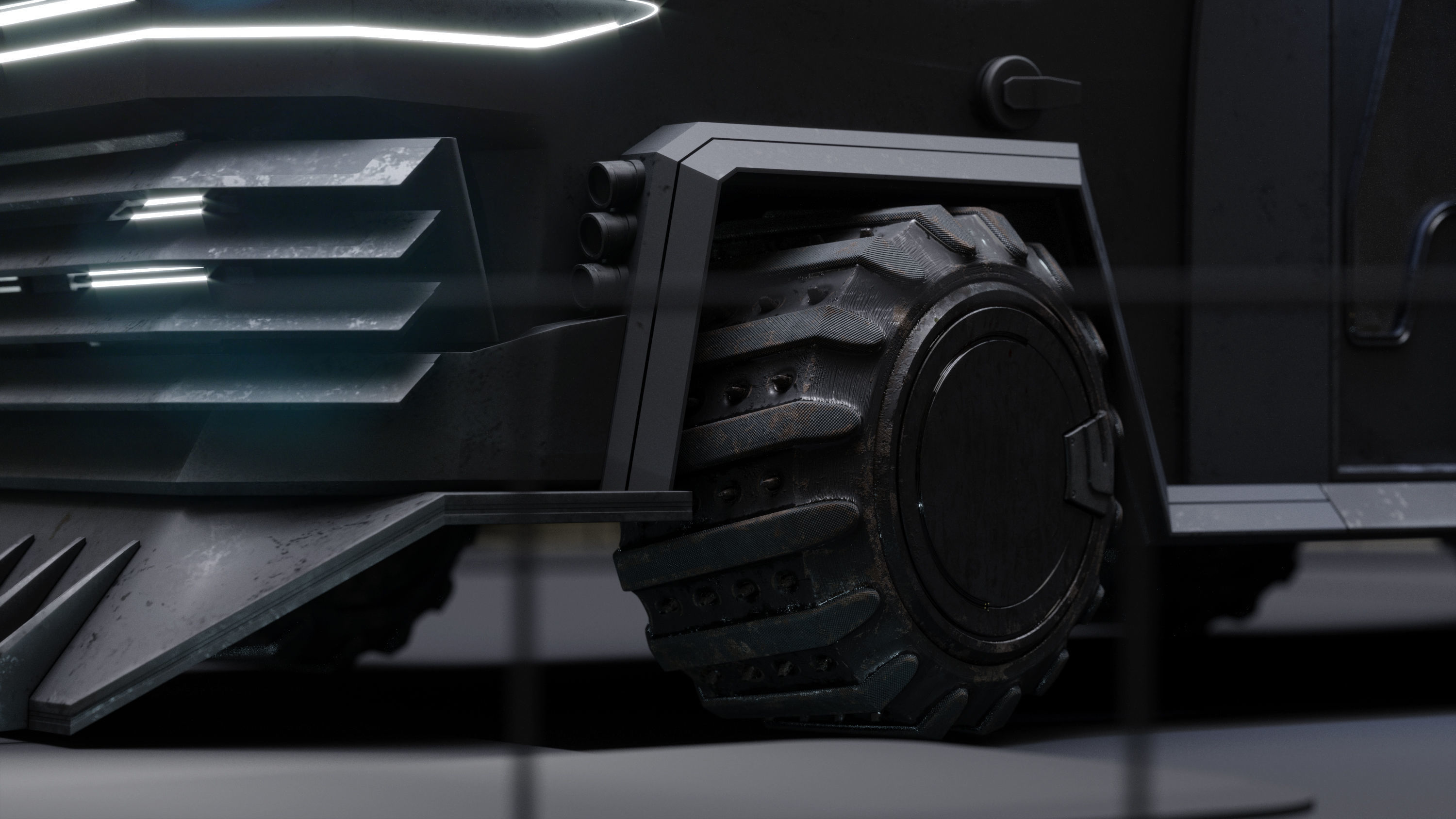 Scifi futuristic cyberpunk truck 3D model_6