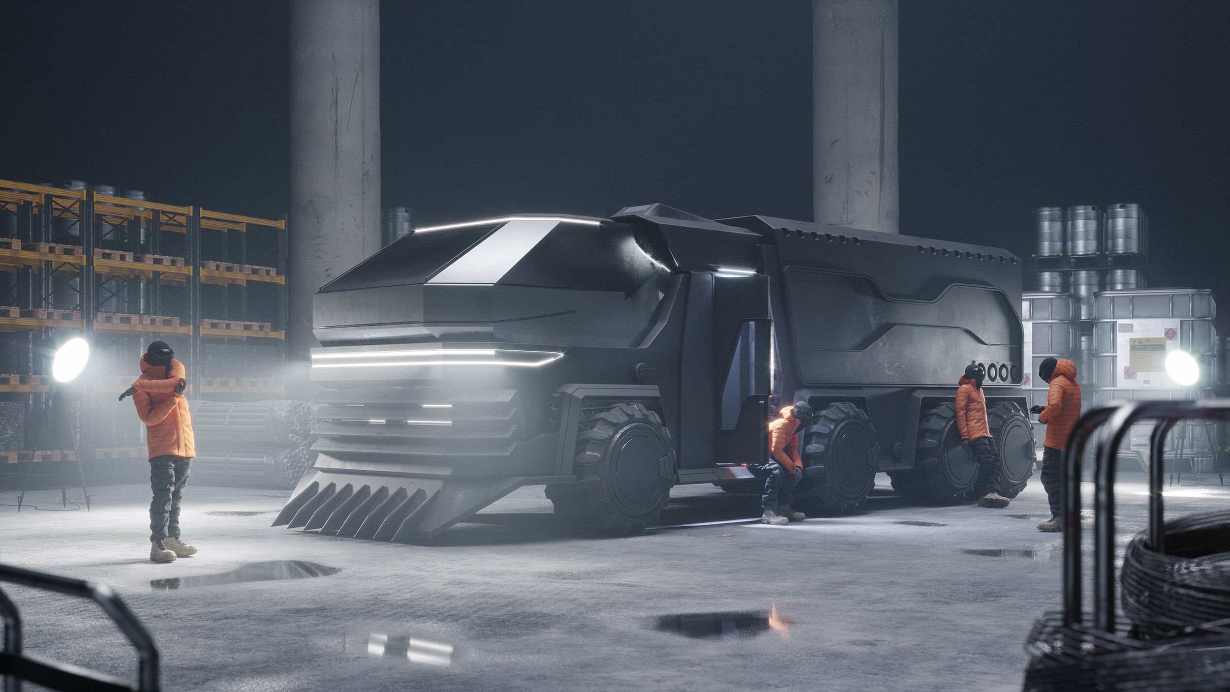 Scifi futuristic cyberpunk truck 3D model_10