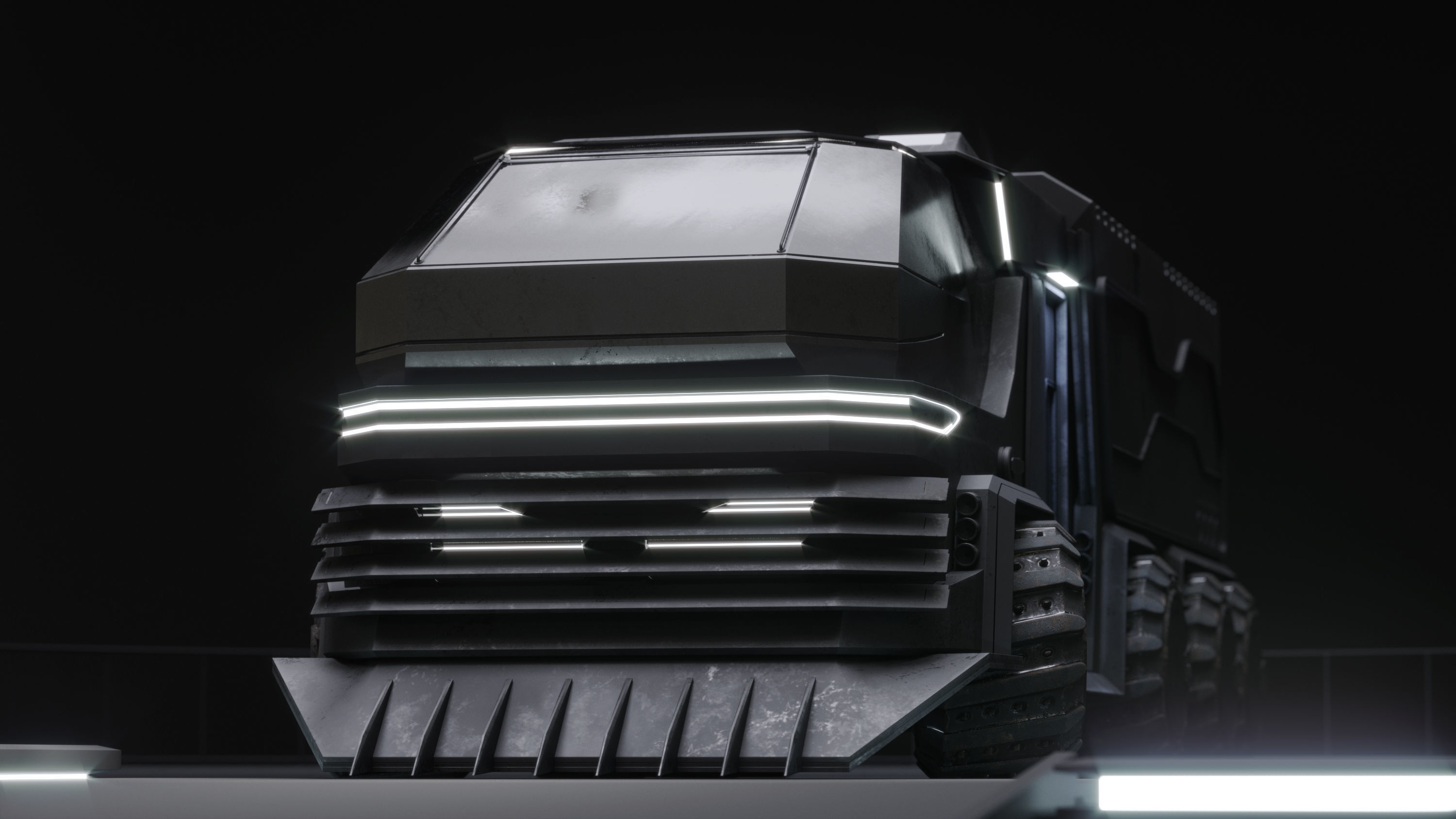 Scifi futuristic cyberpunk truck 3D model_4