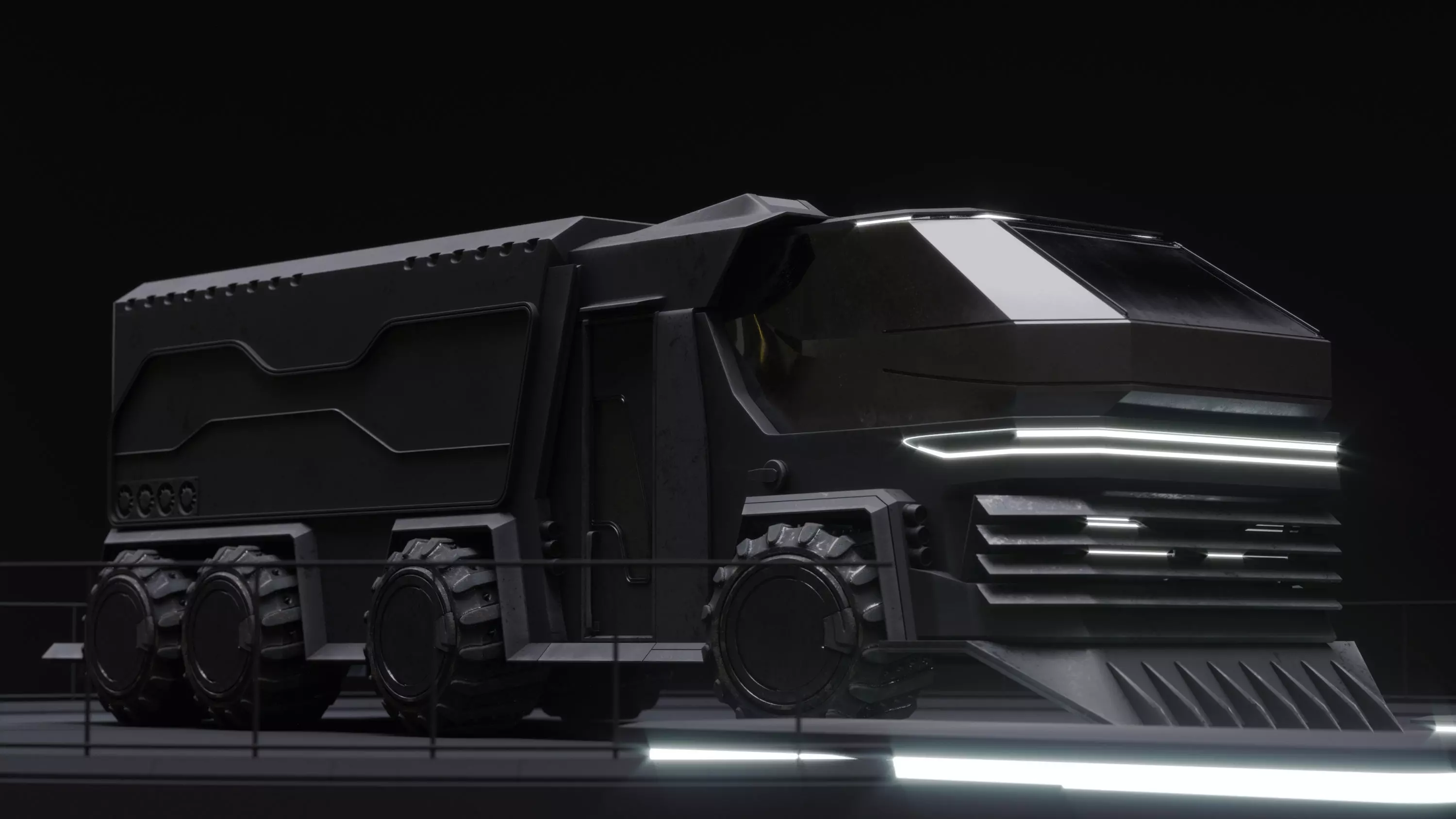 Scifi futuristic cyberpunk truck 3D model_0