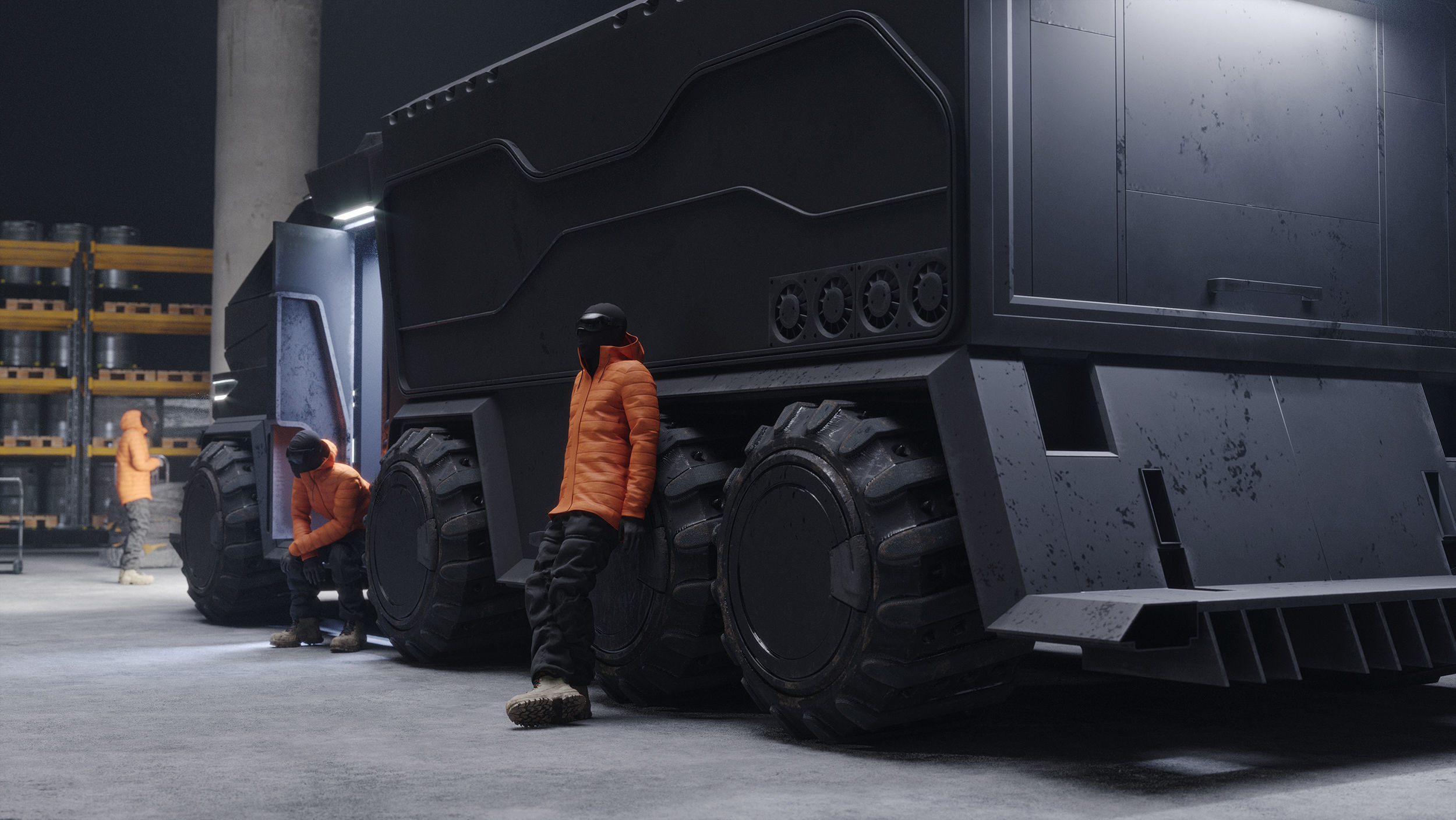 Scifi futuristic cyberpunk truck 3D model_11