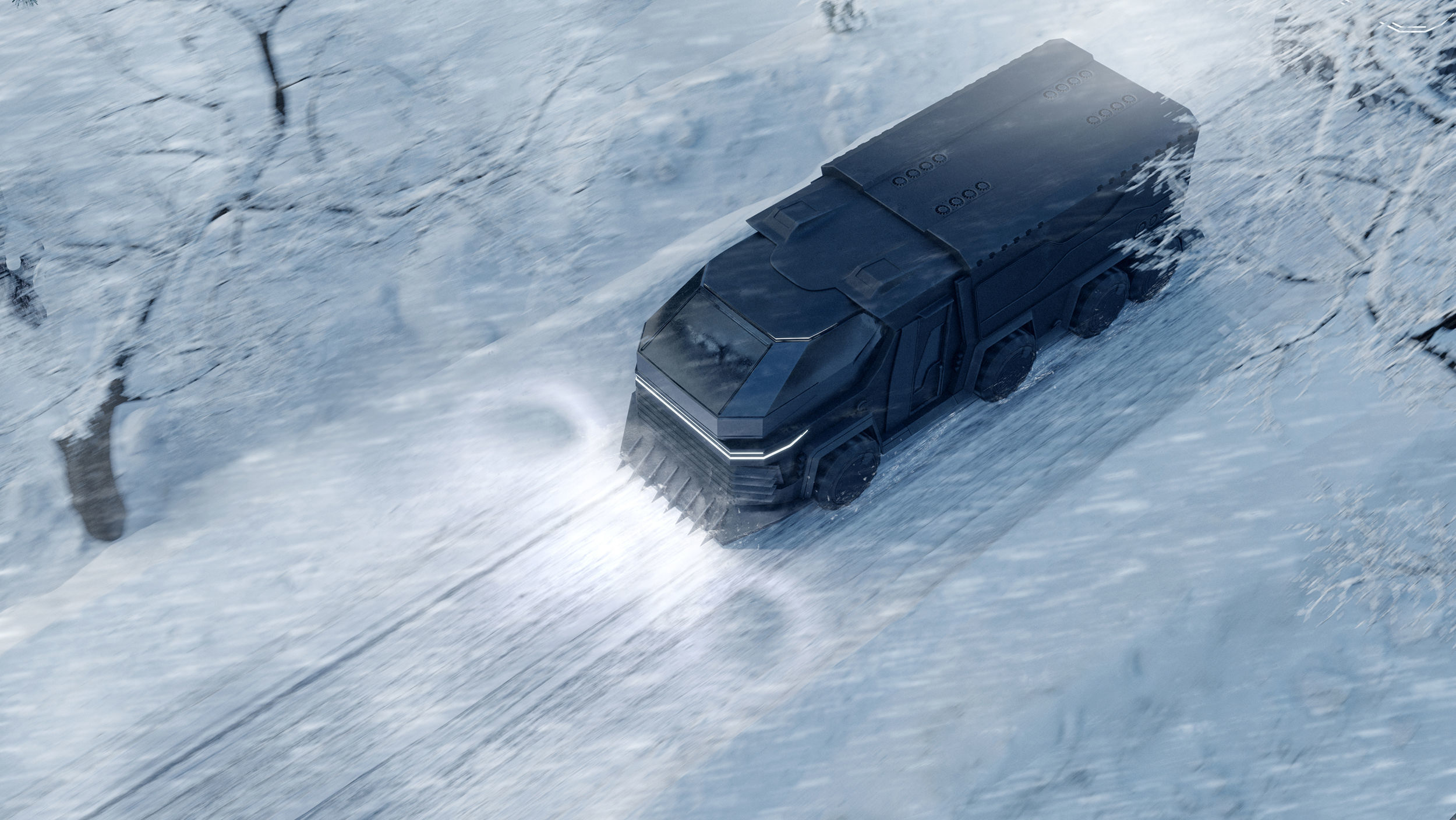 Scifi futuristic cyberpunk truck 3D model_8