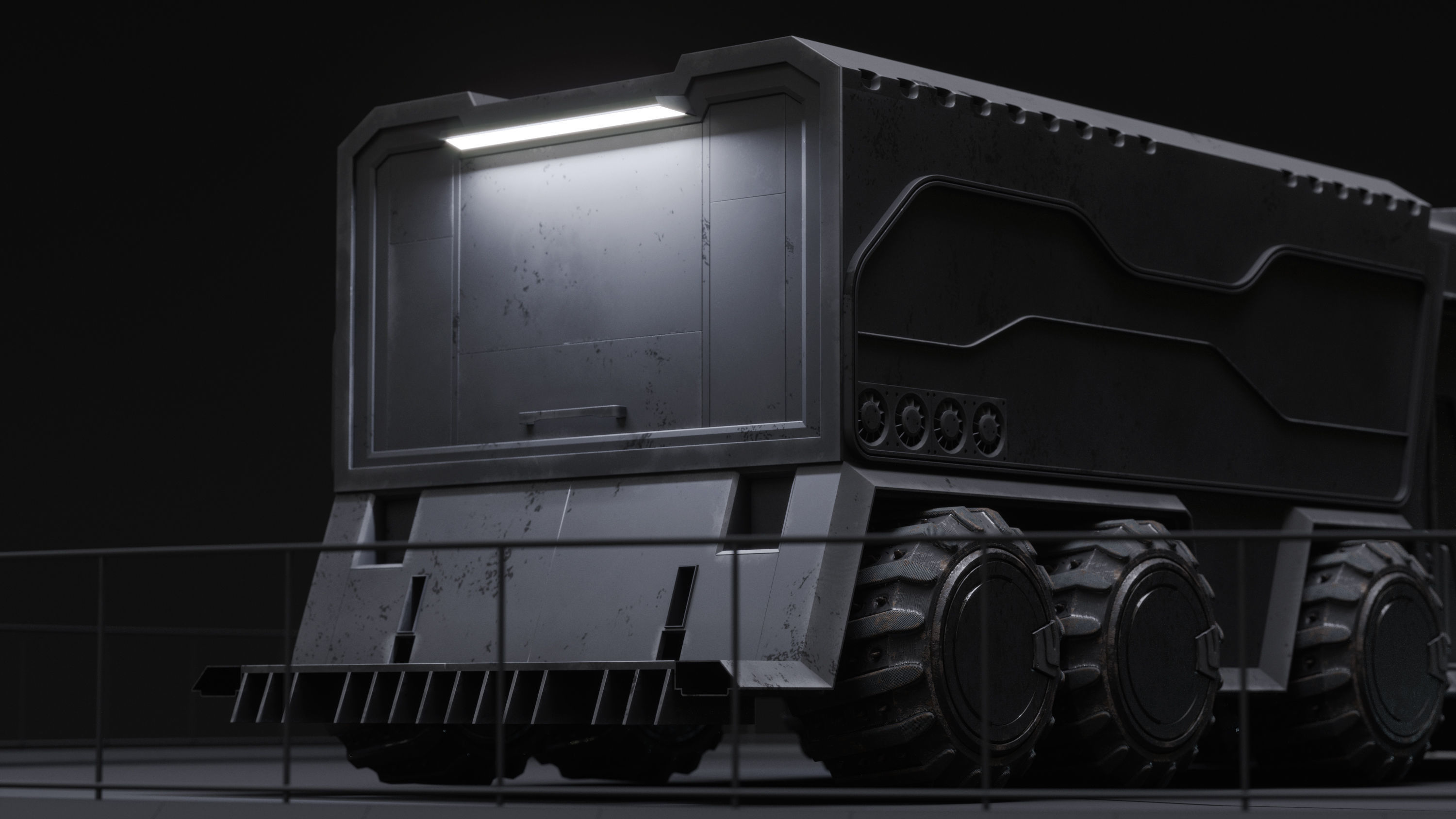 Scifi futuristic cyberpunk truck 3D model_5