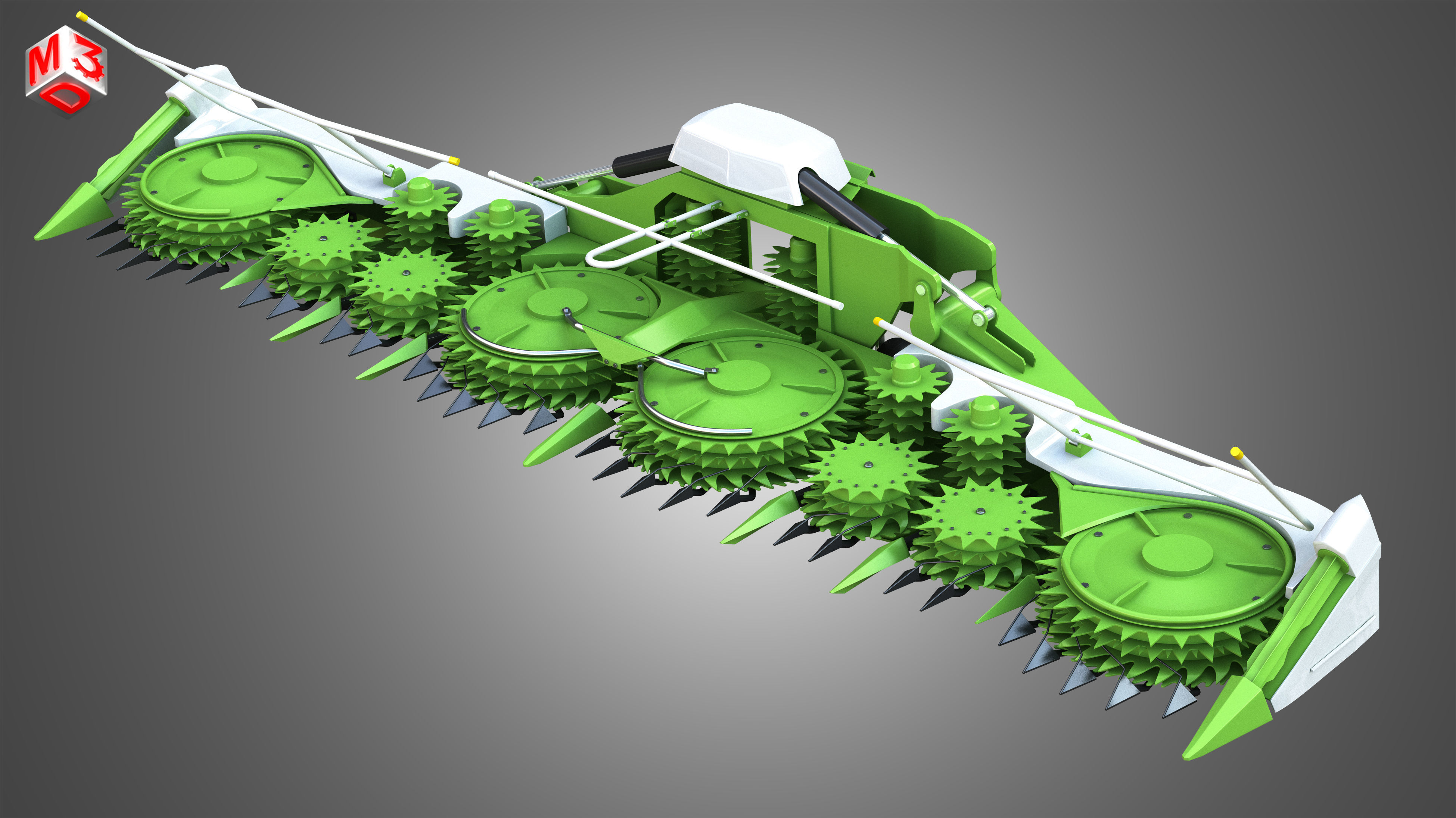 Combine harvester front attachment 3D model_4