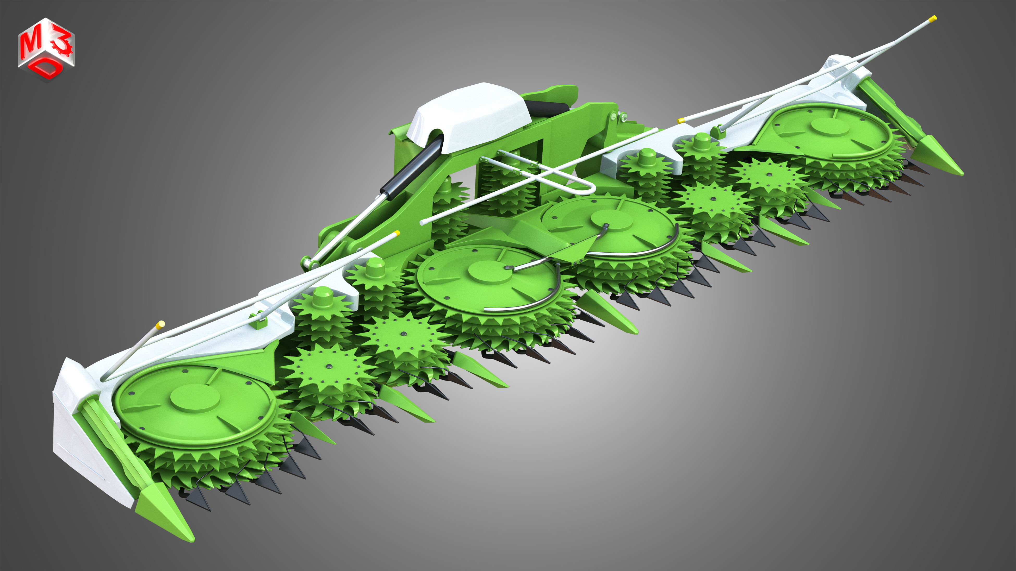 Combine harvester front attachment 3D model_5
