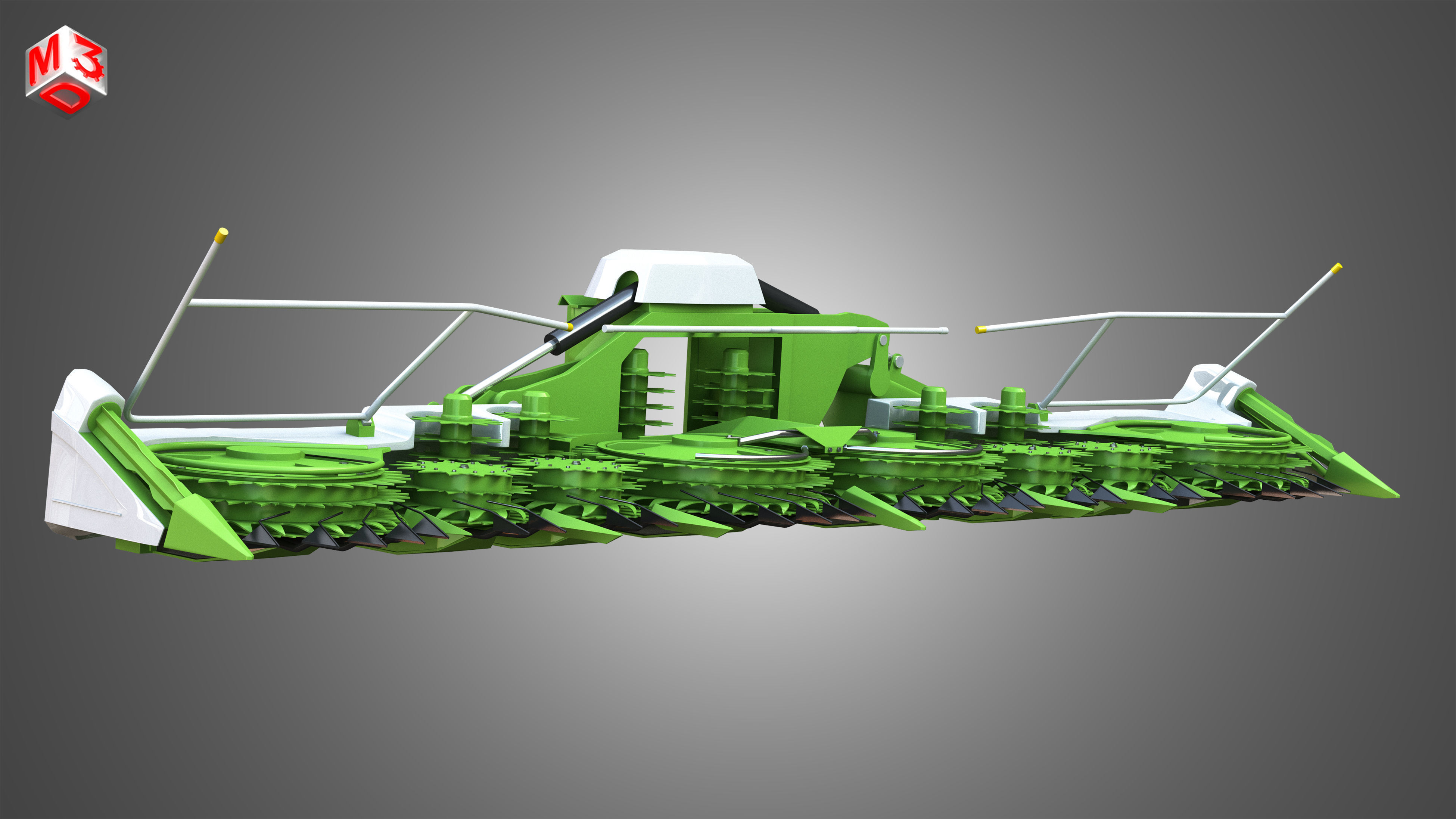 Combine harvester front attachment 3D model_1