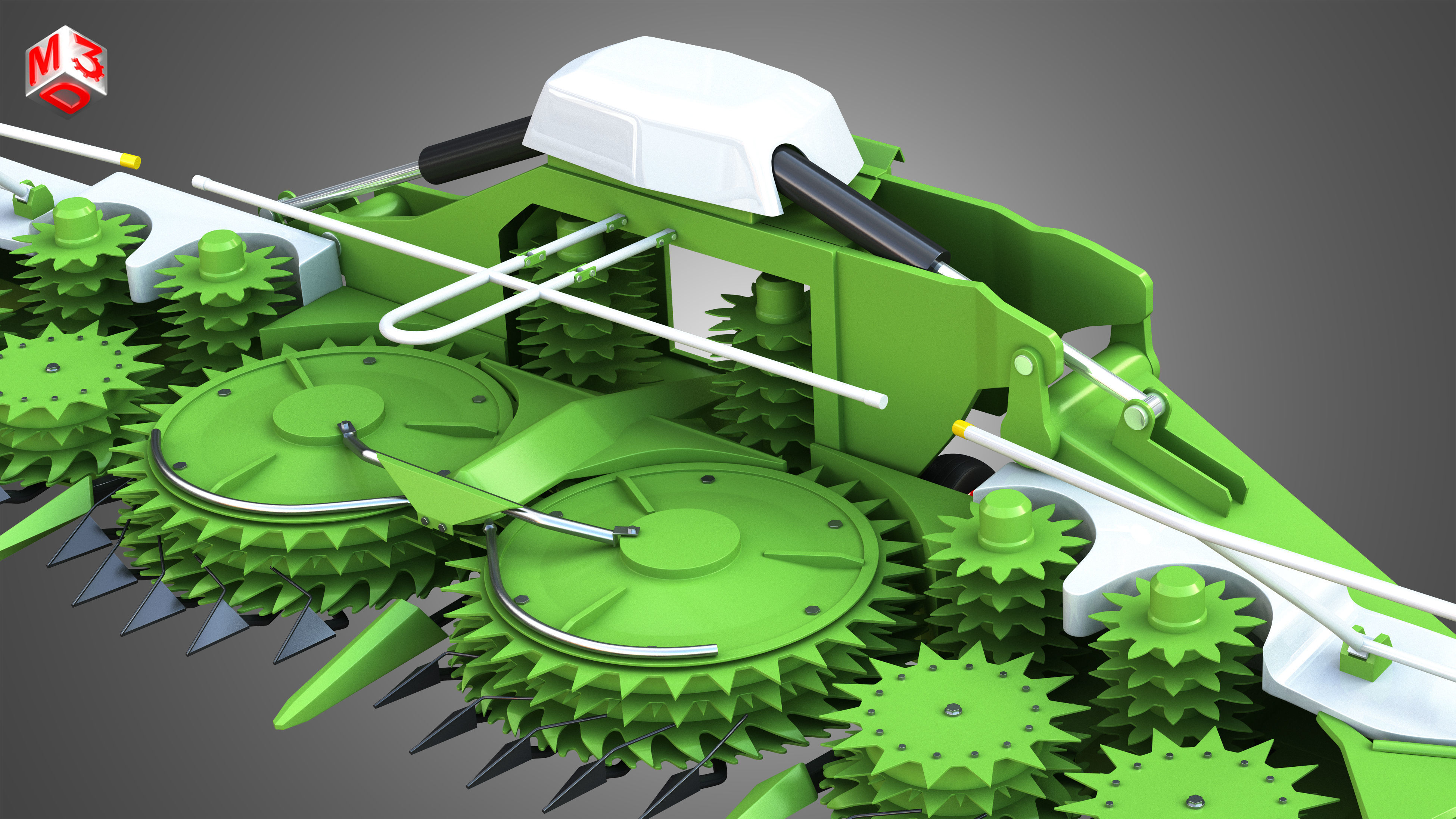 Combine harvester front attachment 3D model_9