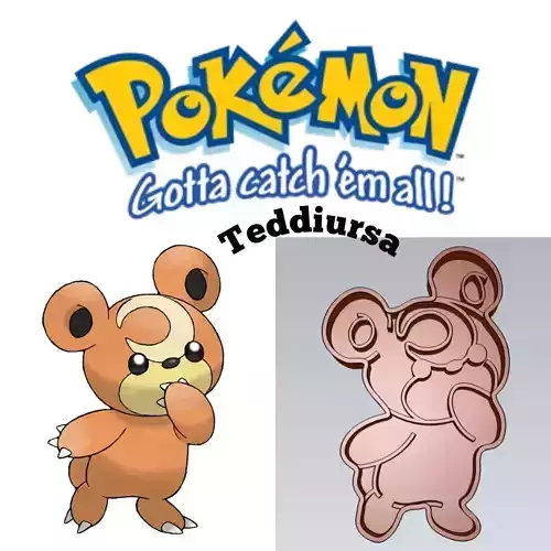 Pokemon Teddiursa Cookie Cutter Stamp Cake Decorating  3D model