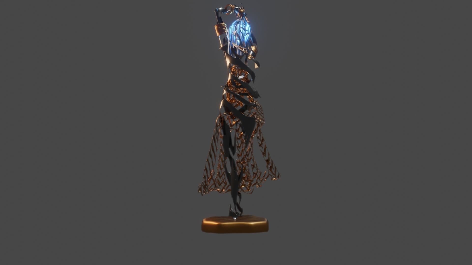 Abstract statue Dancer 3D model_1