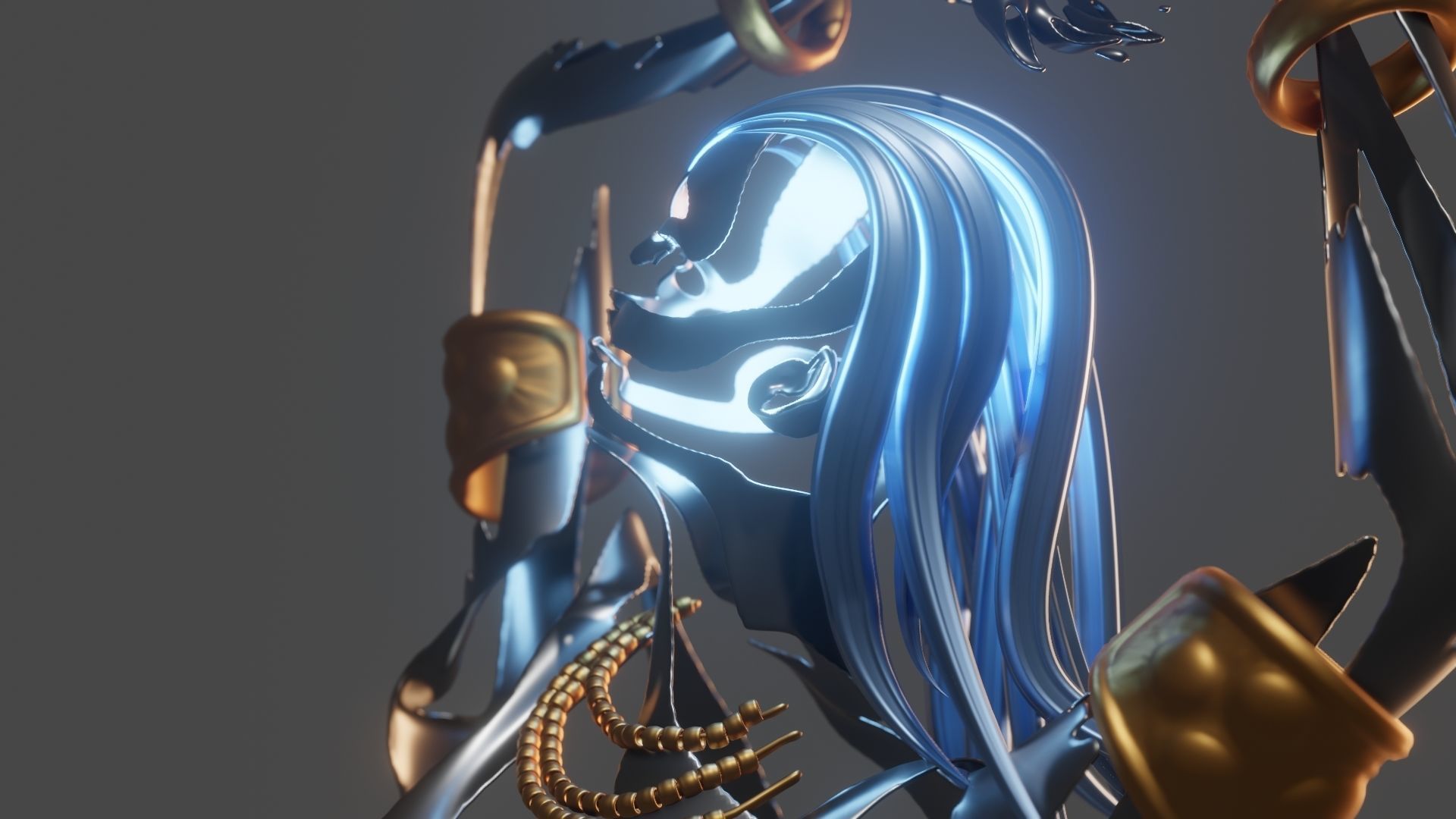 Abstract statue Dancer 3D model_4