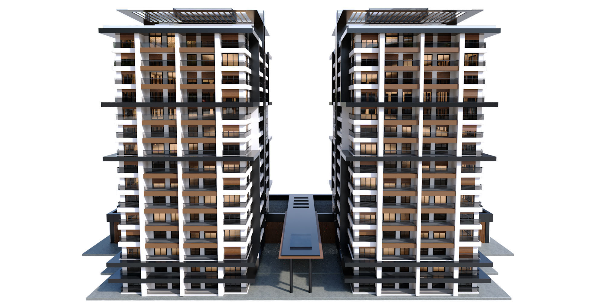 Modern Residential Building 16 3D model_2