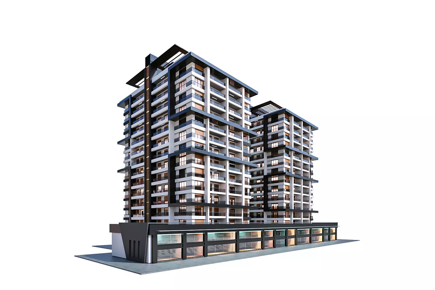Modern Residential Building 16 3D model_0