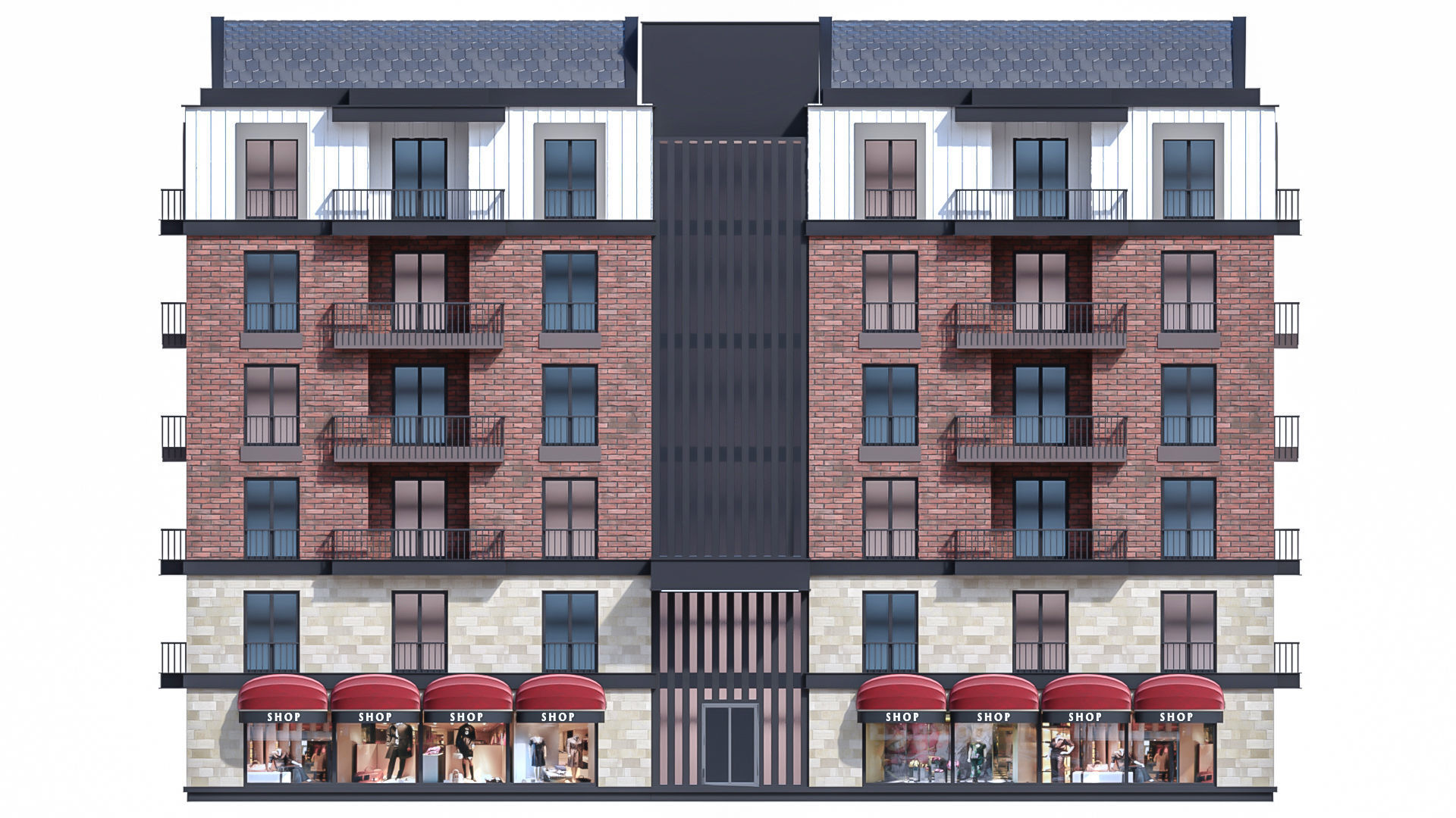 Modern Residential Building 18 3D model_4