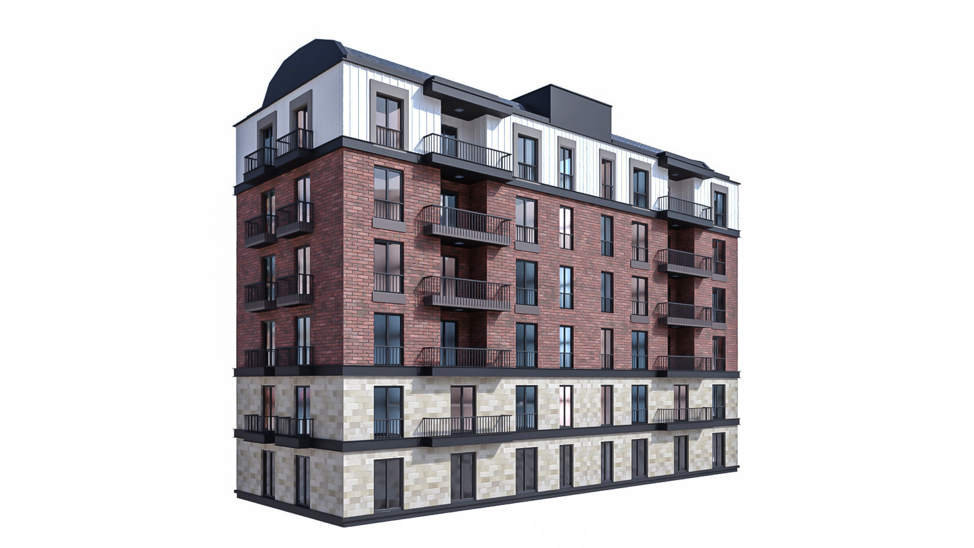 Modern Residential Building 18 3D model_1